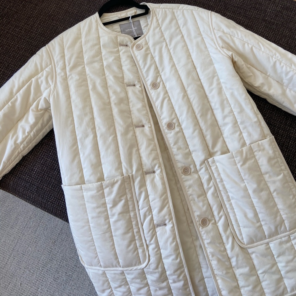 NWT: everlane cotton quilted jacket in cream